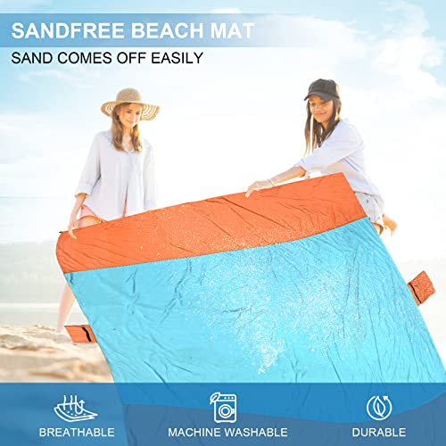 ACH Beach Blanket Waterproof Sandproof Extra Large Beach Mat Oversized 120"×108" Portable Lightweight Outdoor Family Mat for Indoor Outside Picnic Camping Hiking Travel - color: Orange
