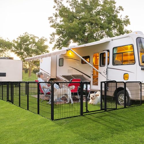 Yaheetech Dog Playpen Outdoor, 32 inch 16 Panels Dog Pen Indoor Heavy Duty Puppy Exercise Pen Metal Pet Fence for RV Camping/Yard/Garden - size: 32"