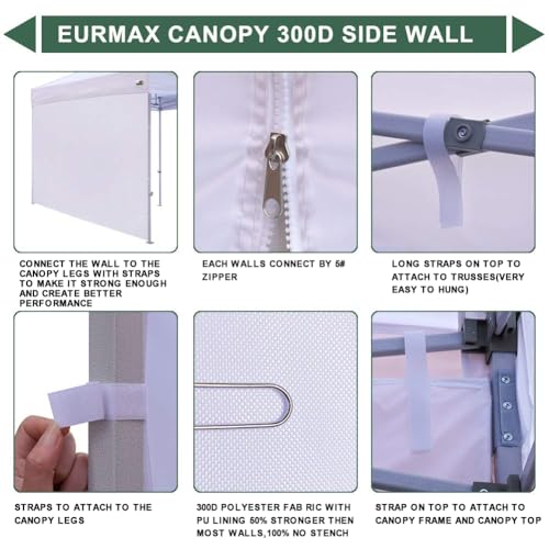 Eurmax USA 10x20 Pop Up Canopy SunWall-UV Protection for Tents,Blocks Sunlight&Wind,Water Resistant Side Wall Only,Easy Hook & Loop Installation,Fit for 20FT Straight Leg Shelters&Gazebo,Navy Blue - color: navy blue, size: 10x20