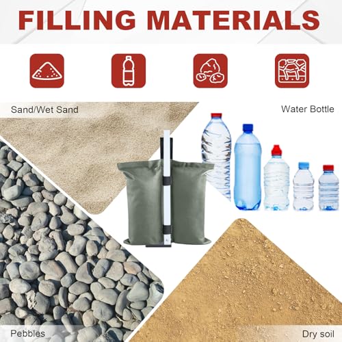 ABCCANOPY Canopy Weights 120 LBS Gazebo Tent Sand Bags,4-Pack Gray (Without Sand) - color: Gray, size: 120 LBS