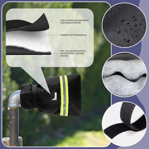 ZHAO 2 Pack Outdoor Water Faucet Covers, 9" H x 6" W Outside Hose Bib Covers Faucet Socks Outside Spigot Cover Insulation Cover with Reflective Strips (6"*9")