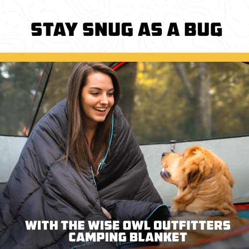 Wise Owl Outfitters Outdoor Camping Blanket – Lightweight Packable Puffy Quilt for Backpacking, Hiking & Travel – Warm Water Resistant Blanket for Cold Weather Camping - color: Black