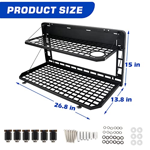 Tailgate Table Rear Foldable Cargo Shelf Aluminum Alloy Storage Shelf MOLLE Panel for Jeep Wrangler JK JKU JL JLU