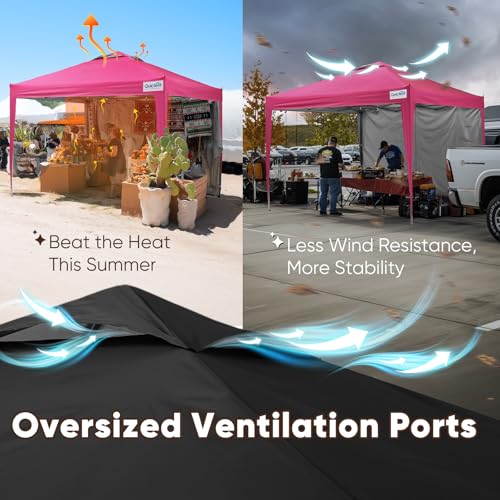 Quictent 10x10 Pop Up Canopy Tent with 1 Sidewall, Instant Setup Gazebo for 1 Person, Portable & Compact, Waterproof & UV Protection, Ideal for Camping, Beach, Parties, and Outdoor Events - color: Pink, size: 10x10 with 1 Sidewall