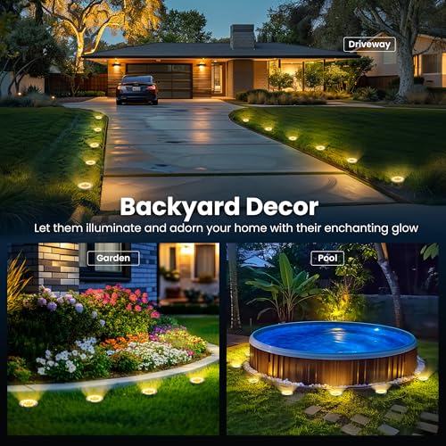 SOLPEX 16 Pack Solar Ground Lights Outdoor Waterproof, Solar Powered Pathway Lights, Landscape Lighting for Garden Walkway Driveway Backyard Decor (Warm White) - color: Warm White, size: 16 Pack