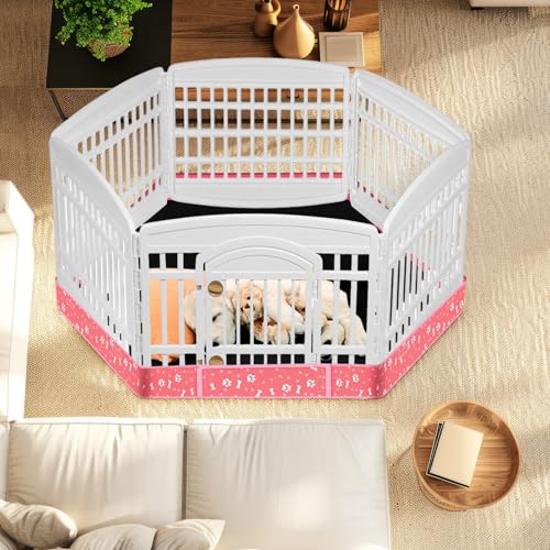 Marsui Dog Playpen Bottom Pad Fits for 36inch W and 24inch H 6 Panels Exercise Pet Dog Mat Puppy Crate Pad Reusable Washable Pet Training Pee Mat Hoop and Loop Design, Playpen Not Included(Pink) - color: Pink