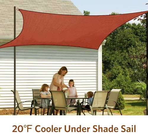 Quictent 12x16ft 185G HDPE Rectangle Sun Shade Sail Canopy 98% UV Block Outdoor Patio Garden with Hardware Kit (Terracotta) - color: Terracotta, size: 12 x 16 ft, style: Rectangle