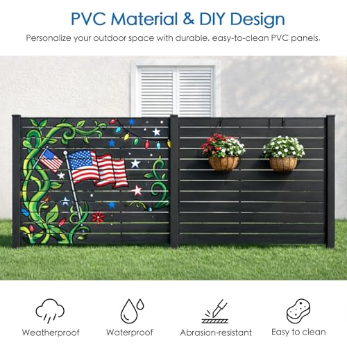 Kozyard 50" W x 48" H Outdoor Privacy Screens Aluminum Post, Air Conditioner Fence Panels, Pool Equipment Enclosure, Trash Can Screens Fence Kit for Outside Backyard Patio(Black/3Panels) - color: 3Black Panels/DarkGray Frame