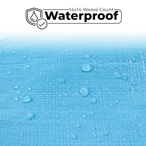 Tarps Heavy Duty Waterproof 20x20-12 mil Thick Camping Tent - Blue Tarp 20x20 UV Resistant, Rip & Tear Proof with Metal Grommets – Multipurpose Use for Camping, Tent, Boat, RV, Car, & Pool Cover - size: 20'x20'