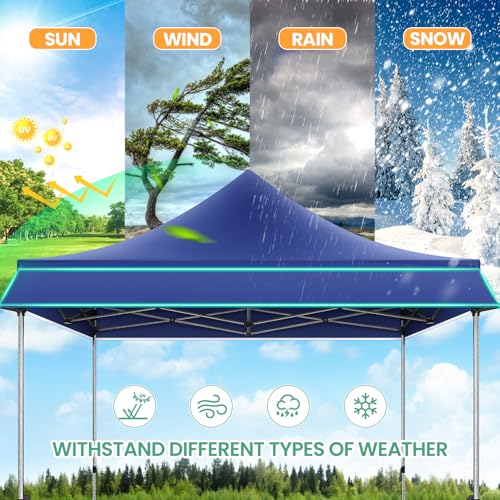 COBIZI 10x10 Pop up Canopy Tent with Awning and Sidewalls, Heavy Duty Commercial Instant Tents for Market, Outdoor Events, Deep Blue - color: Deep blue, size: 10x10FT with 3 Sidewalls & 1 Awning Cloth