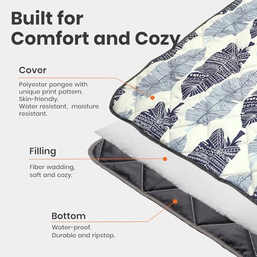 Waterproof Outdoor Blanket, 79" x 55" Large Packable Picnic Blankets, Foldable Picnic Mat for Park, Lawn, Grass, Beach, Concert (Ethnic Feather) - color: Ethnic Feather