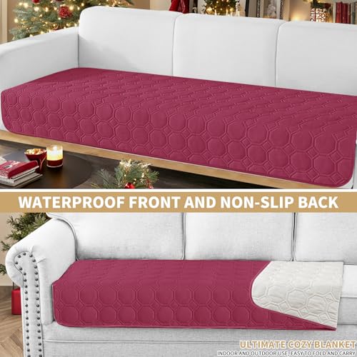 ZNSAYOTX Ultimate Cozy Blankets (30"x70") 100% Waterproof Sofa Mat Blanket for Dog Pets, Bed Couch Protector with Non-Slip Back Washable Durable, Pee Scratch Proof Easy to Clean (Wine Red) - color: Wine Red, size: 30x70 Inch