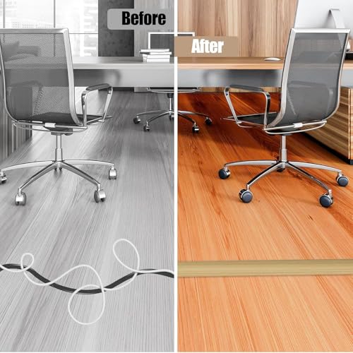 Floor Cord Cover Self Adhesive Cord Hider,3.3FT Cable Management, Extension Strip Protector for Wires, Prevent Cable Trips for Offices, Gyms, Exhibitions Cavity:0.3"(W) x0.28(H) WoodLightyellow - color: Wood Light yellow, size: 0.78" x 3.3'