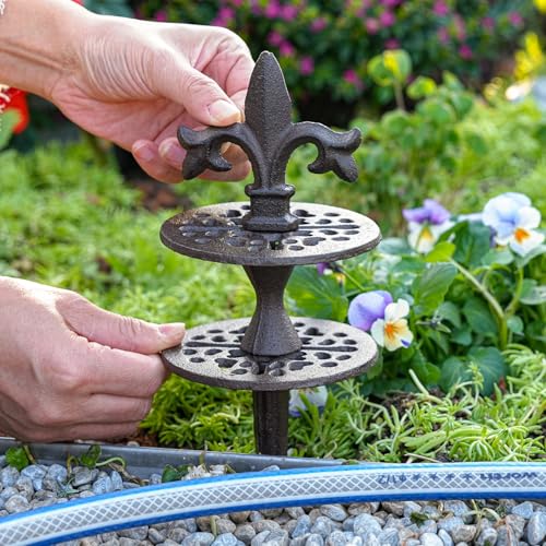 Sungmor Vintage Cast Iron Garden Hose Guide - Heavy Duty Hose Guide Stake for Lawns & Yard,Decoration Stake,Outdoor Water Pipe Decor - color: Style B