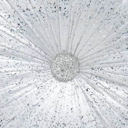 EUCIOR Round Throw Pillows,White and Silver Throw Pillows,White Decorative Pillow,Pumpkin Pleated Handmade Round Velvet Decorative Pillow for Sofa Bedroom Livingroom - color: Velvet-silver-whte