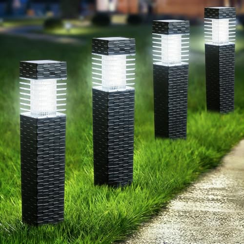 SUNNYPARK Solar Pathway Lights Outdoor, 8 Pack Rattan Pattern Solar Path Lights Waterproof, Outdoor LED Landscape Lights for Walkway, Driveway, Patio, Yard (Cool White) - color: Cool White