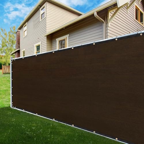 ShadeMart 6' x 12' Fence Privacy Screen Brown Heavy Duty 170 GSM Fencing Mesh Shade Net with Grommets & Zip Ties, 90% Blockage Fence Screen for Balcony Yard Outdoor Garden Pool (We Customize Size) - color: Brown, size: 0 6' x 1 2'