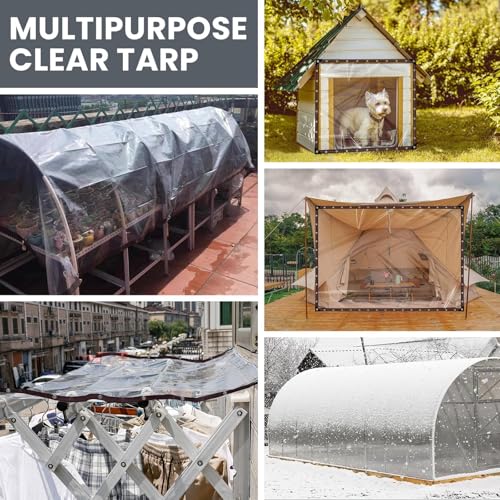 Clear Tarp, Heavy Duty Transparent Tarps Cover, Clear Waterproof Tarp for Outdoor Garden, Chicken Coop, Porch, Tent, Camping Plant Protection - size: 3.3 X 3.3 FT