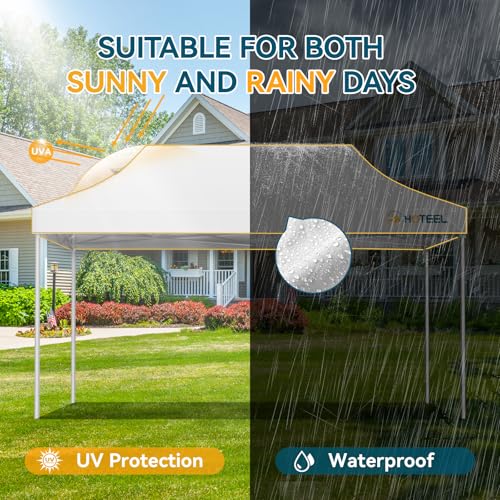 Hoteel 10x15 Pop Up Canopy Tent Heavy Duty Without Sidewalls, Waterproof Party Tent, Easy Set-up Commercial Instant Tents with Roller Bag & Sandbags, Hexagonal Leg (1-Year Warranty) - color: White, size: 10×15 （no Walls）