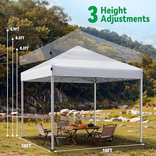 Driftalia 10x10 Pop Up Canopy Tent, Instant Setup Portable Canopy with Carry Bag, 4 Sandbags and 8 Stakes for Outdoor Events, Parties & Camping - White - color: White, size: 10x10ft