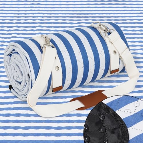 G GOOD GAIN Waterproof Picnic Blanket, 79"x79" Extra Large Beach Mat for 6 to 8 Adults, Machine Washable Outdoor Blanket for Camping, Grass, Park, Camping, Concerts, MiddleBlue - color: Middleblue