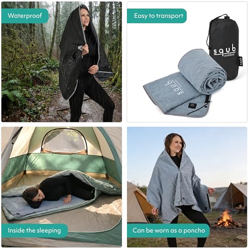Electric Heated Blanket – Waterproof for Outdoor Camping, Cordless Heating with 3 Heat Levels, Portable Travel Cover w/Storage Bag, Electric Blanket & Battery Heated Blanket (Power Bank Not Included) - color: Blue