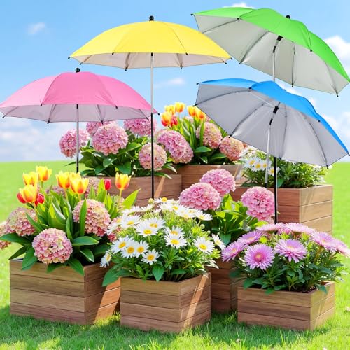 Garden Umbrellas for Plants Flowers, 4 Pack Plant Shade Umbrellas for Outdoor Plants Flowers, Plant Shade Umbrella with Stake for Potted Plants, 43.3" Height Large Plant Sun Shade Cover UV Protection - size: Standard 25-inch Canopy Diameter