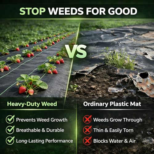 Weed Barrier Landscape Fabric Heavy Duty，Garden Fabric Weed Barrier，Black Mulch for Landscaping, Weed Blocker Fabric Garden Bed Cover Garden Supplies (4ft x 60ft) - size: 4ft x 60ft