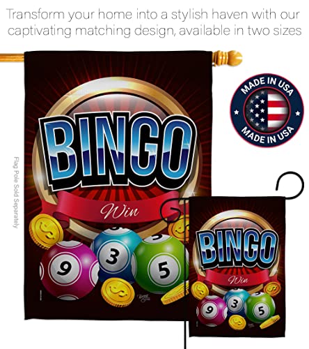 Breeze Decor Bingo Win Garden Flag Set with Stand Interests Games Bunco Night Dice Poker Hobbies Leisure Activity House Decoration Banner Small Yard Gift Double-Sided, Made in USA - size: Garden Flag Set 13"x 18.5" w/ Flagpole