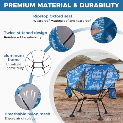 ATEPA UFO3.0 Ultralight Backpacking Chair, 330 lbs Heavy-Duty Aerospace Aluminum Folding Camp Chair with Hexagon Ergonomic Seat Anti-Sink Feet, Compact Portable Outdoor Gear for Hiking Fishing, Blue - color: Blue Trail Pro- 1 Pack