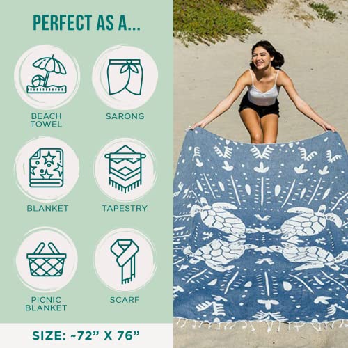 Sand Cloud Extra Large Turkish Beach Towel - Sand Free - 100% Organic Turkish Cotton Yarn - Quick Dry Towel for Beach, Picnic, Blanket or Bath - As Seen on Shark Tank - Marine Life (Prism Turtles XL) - color: Prism Turtles, size: X-Large