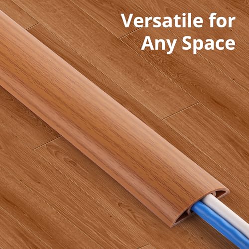 ZhiYo 5.6ft Cord Covers for Wires on Floor, Cord Hider Floor Hide Extension Cords, Soft PVC Cable Cover Cable Protector, Wire Cavity W0.62in H0.31in, Yellow Oak Wood - color: Yellow Oak Wood, size: 1.6'' W X 5.6' L