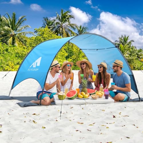 2026 Upgraded Beach Umbrella Canopy with UPF 50+ UV Protection – Portable Beach Tent for Sun, 360° Ventilation, 4 Sandbags, Dual Pockets, Stakes & Ropes, 106 * 65 * 61 inch for 4 People - style: 106*65*61 inch