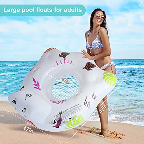 DeeprBlu Inflatable Pool Floats Chair with Color Changing Light, Solar Water Floats for Adults with 2 Cup Holders & 2 Armrests, Beach Float Pool Sofa, Pool Raft Lounge Pool Floaties for Adult