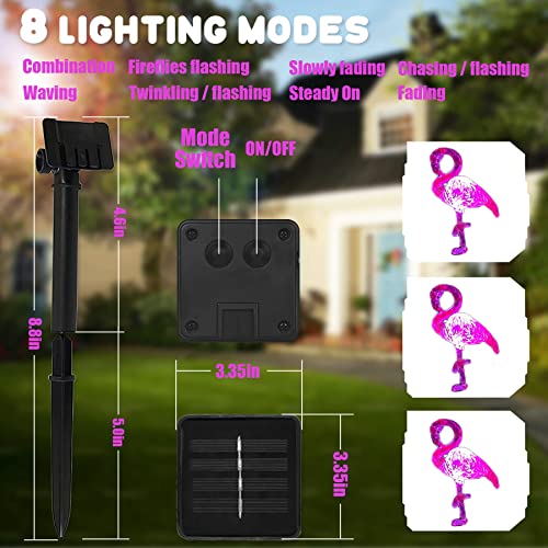 Outdoor Solar Lights for Outside Pink Flamingo Garden Decor 14ft 40LED Solar Power Fairy Lights Waterproof Summer Beach Yard Solar Landscape String Lights 14ft 40LED Patio Fence Backyard Bird Decor - style: Flamingo