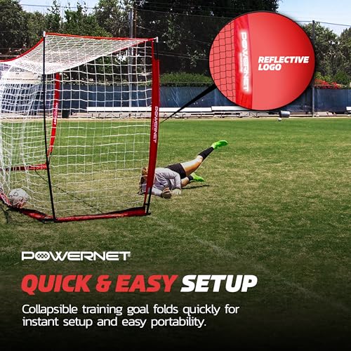 PowerNet Soccer Goal for Backyard, 3Mx2M / 6x4 / 8x4 / 12x6 / 14x7 /18.5x6.5 / 21x7 / 24 x 8 Portable Soccer Net, Sports & Outdoors Training Equipment, Quick Setup 1 Goal & Zipper Storage Bag - style: 14 x 7 FT