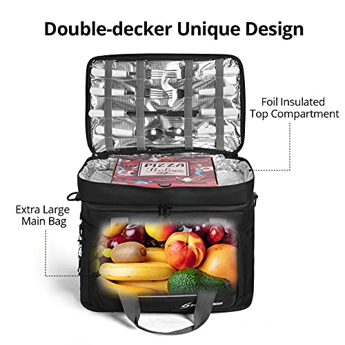 Maelstrom Portable Collapsible Soft Cooler Bag – 24/30/60 Cans Double-Deck Leakproof Ice Chest for Beach, Camping & Grocery - color: Black, size: 60 Can