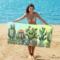 Cactus Beach Towel for Travel and Pool Quick Dry Lightweight Sand Resistant Botanical Vacation Accessory - color: Coastal Print 06