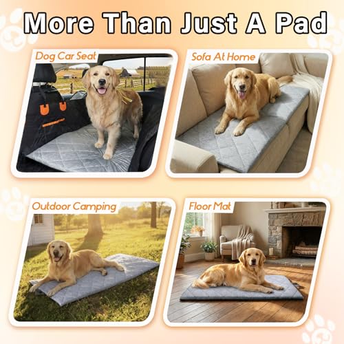 JoyBlooms Dog Bed for Car Back Seat, Dog Cooling Mat with 1.1in/2.8cm Thick Foam, Cooling Anti-Slip Washable Back Seat Pet Bed, 51.6in x 22.6in Fit on Backseat Extenders of SUVs and Small Trucks,Gray - color: Gray