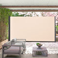 185" x 73" Retractable Side Awning,Waterproof & UV-Resistant,Folding Privacy Screen Room Divider Roll Up Balcony(Beige) - color: Beige, size: 185" x 73"