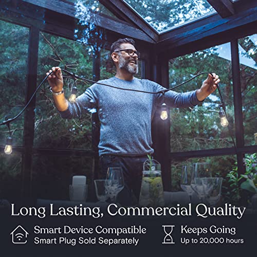Brightech Ambience Pro - Waterproof LED Outdoor String Lights - Hanging, Dimmable 2W Vintage Edison Bulbs - 48 Ft Commercial Grade Patio Lights Create Cafe Ambience in Your Backyard - style: 48 Foot - Neutral White (3000K)