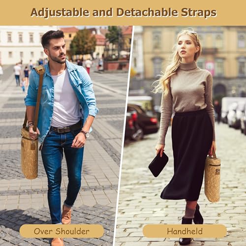 Tirrinia 2 Bottle Wine Gift Tote Carrier - Leakproof & Insulated Padded Versatile Wine Cooler Bag for Travel, BYOB Restaurant, Wine Tasting, Party, Dinner,Gift for Wine Lovers, Cork - color: Cork, size: 2 Bottle-without front pocket
