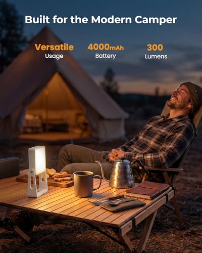 2 Pack Camping Light Lanterns, 4000mAh Camping Lamp Rechargeable Battery Powered 2-in-1 LED Lanterns, Flashlight Lights for Camping, Hiking, Emergency Lights for Home Power Outages, White - color: White-2P