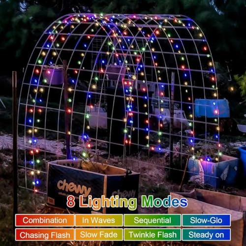 QITONG 4 Pack Solar Fairy Lights, Each 33ft 100 LED Multicolor Christmas String Light Outdoor Waterproof, 8 Modes Silver Wire Twinkle Mini Lights - color: Multicolor, size: 4Pack*100LED