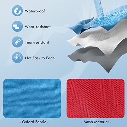 Goplus 2 PCS Folding Camping Tables, Portable Picnic Tables with Large Capacity Storage Sink, Side Pockets, Anti-Skid Feet, Lightweight Tables for Hiking, Fishing, BBQ, Beach (Blue+Red) - color: Blue+red