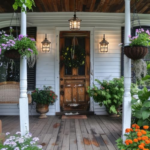 Milaii Mi Copper Outdoor Pendant Light 12.6in Exterior Hanging Porch Lights Oil Rubbed Bronze Waterproof Outdoor Chandelier Anti-Rust for Patio Entry Hallway - color: Bronze