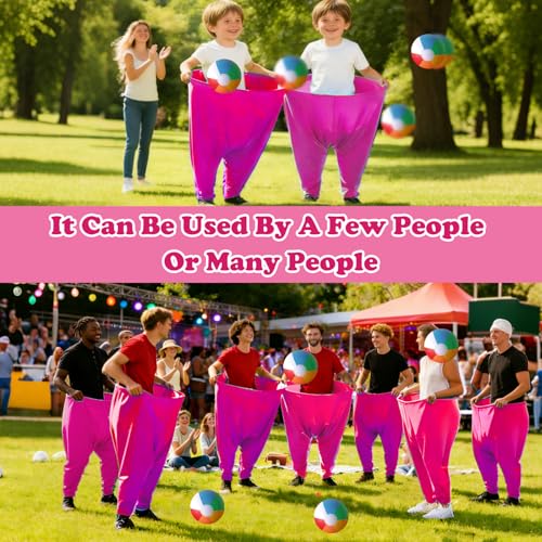 Granny Pants Yard Game Set Giant Outdoor Party Activity for Kids and Adults, Big Pants Ball Catching Set with 4 Balloons and Pump, Funny Lawn Activity, Ring Toss Games (Deep Pink) - color: Deep Pink
