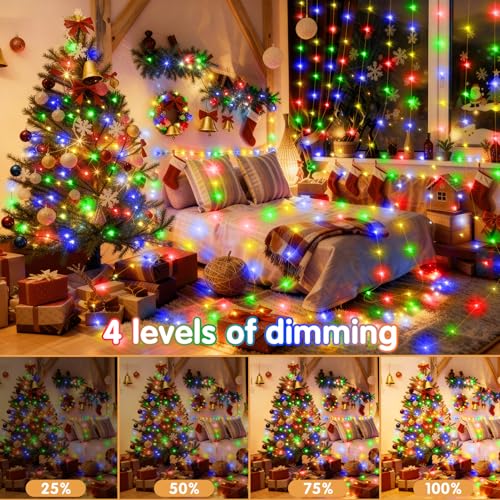 KNONEW 203FT 600 LED Outdoor Fairy Lights Plug in, Christmas Fairy Lights Outdoor Waterproof 8 Modes Memory Times for Wedding Bedroom Walls Garden Trees Decoration - color: Multicolor, size: 203FT 600 LED Copper-colored wire