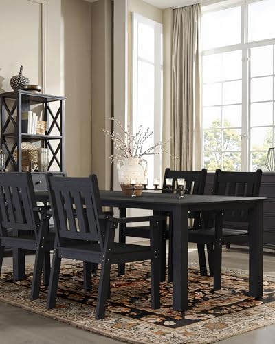 YEFU Patio Dining Chairs Set of 4: All Weather Outdoor Dining Chairs with Wide Curved Seat and Backrest - Outdoor Furniture Plastic for Outside Backyard/Garden/Porch/Deck 350lbs Capacity Black - color: Black, size: 4 Chairs