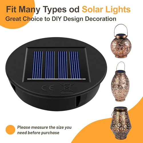Replacement Solar Light Parts, 4 Pack Solar Lights Replacement Top, 8 lumens, Waterproof Battery Box Top DIY Lantern Outdoor Garden Patio Decor（Warm Yellow, 3.15in） - size: 3.15inch 4pcs Warmwhite